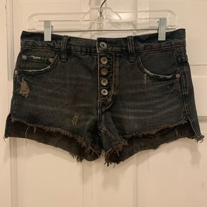 Free People Black Distressed Cutoff Shorts